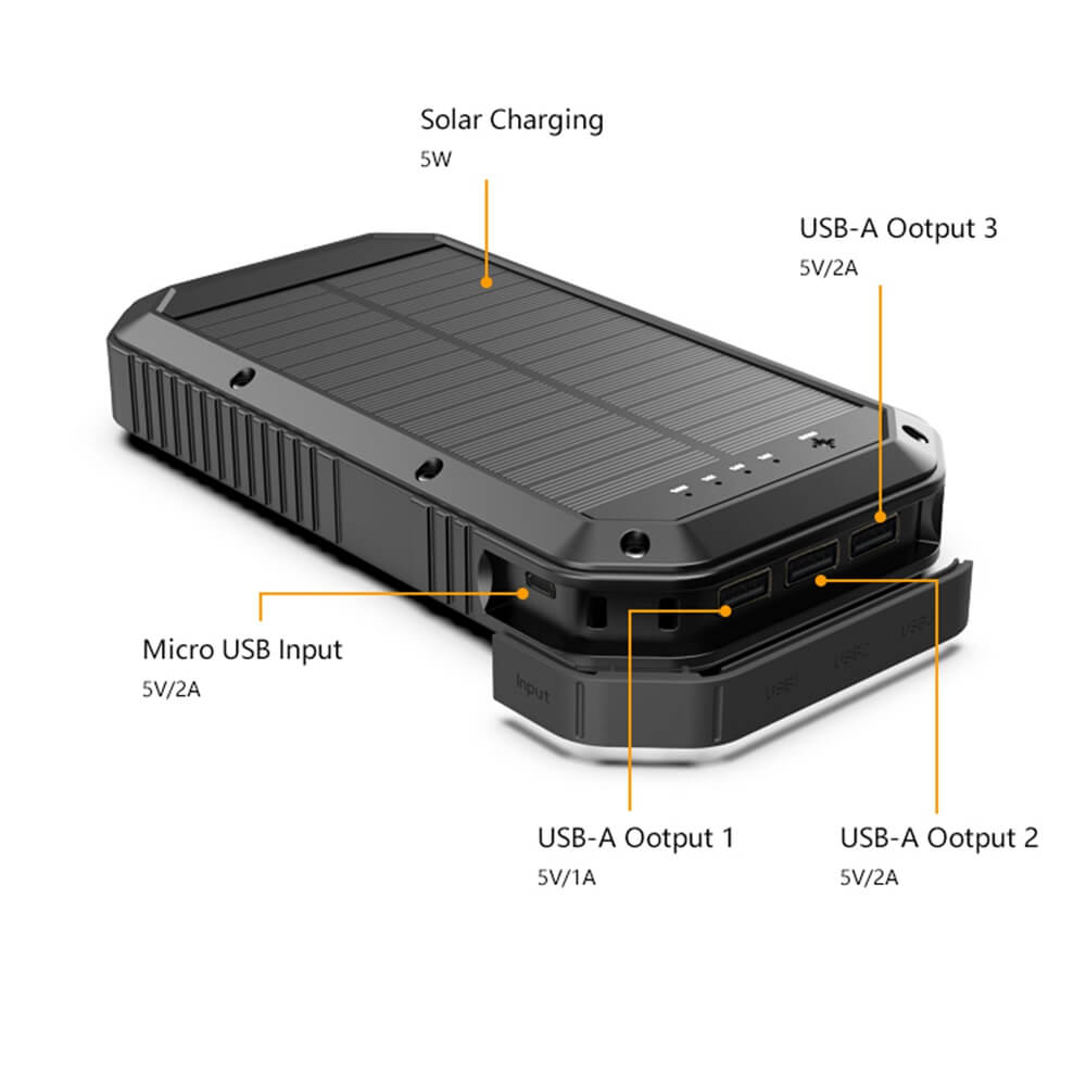 Solar Mobile Power Bank, Portable Solar USB Charger
